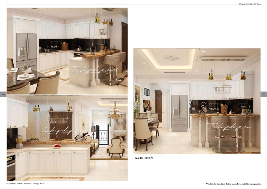 Thiết kế phòng bếp biệt thự tân cổ điển